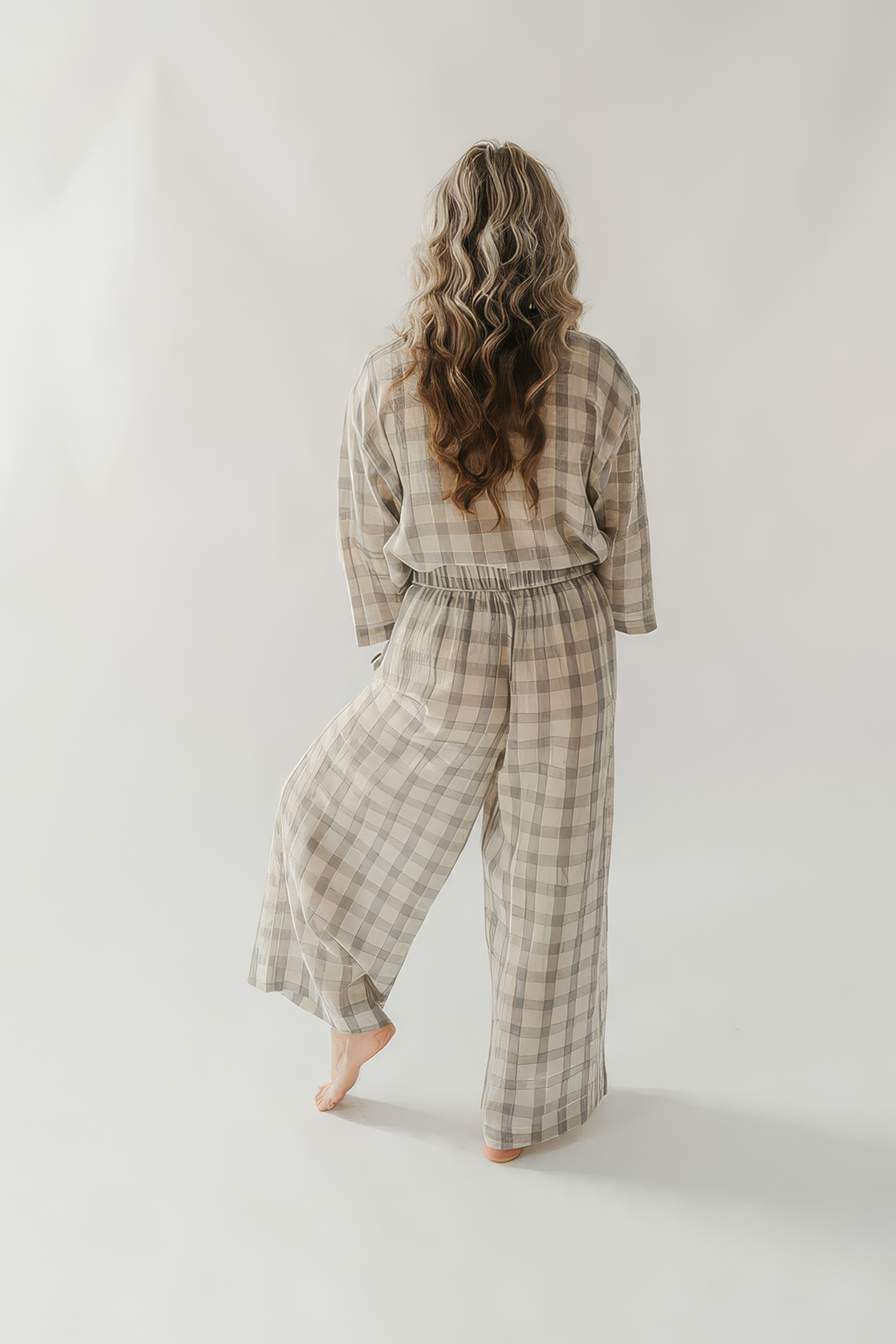 Grey Plaid Palazzo Pants